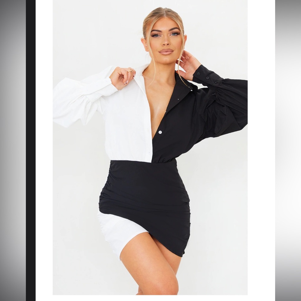 Chic Two-Tone Black and White Dress